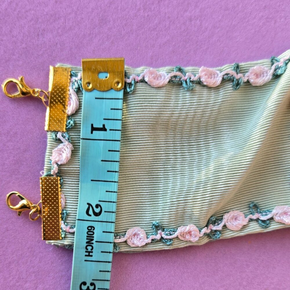 Handmade Pink Rose Embroidered Victorian-style Choker Collar Fairycore - Picture 9 of 10